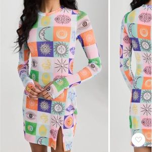 AFRM Lasso Crewneck Mini Dress Postcard print